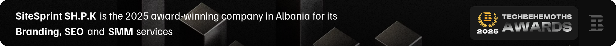 SiteSprint - TechBehemoths 2025 Award Winner for Branding, SEO, and SMM