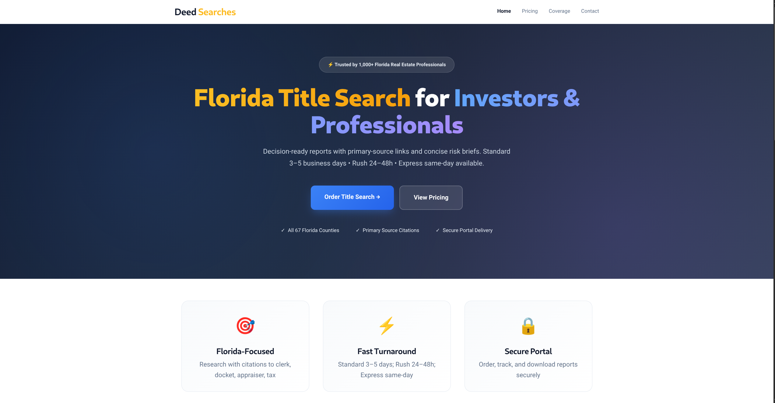 Screenshot of DeedSearchs.com