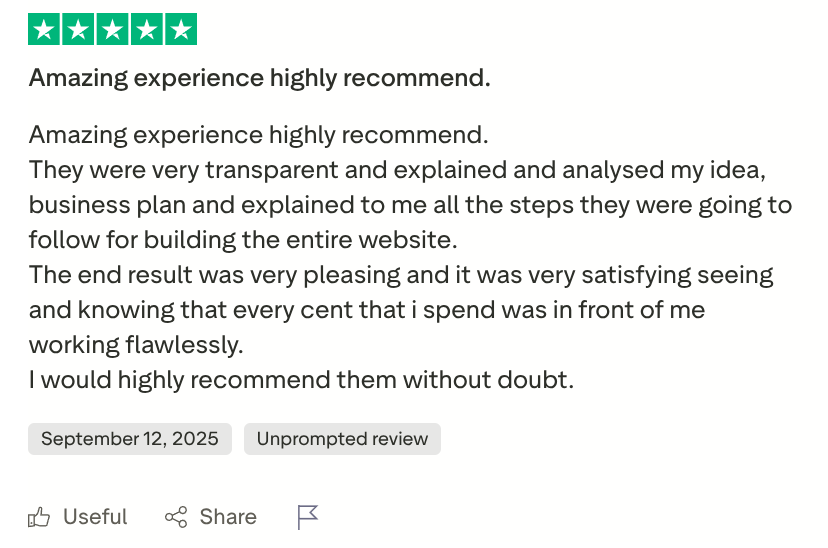Customer review screenshot